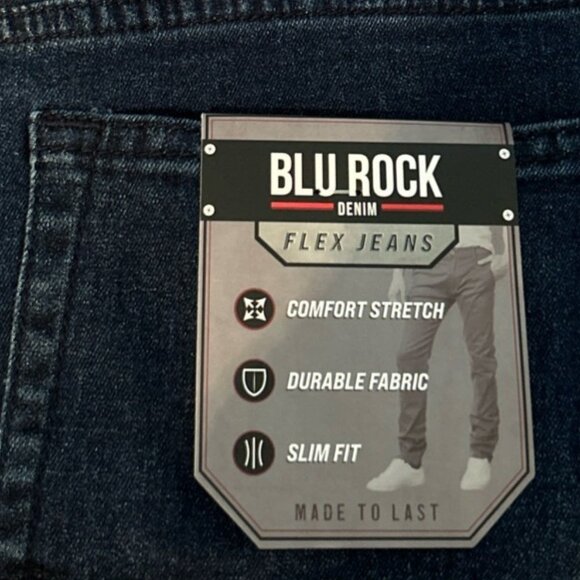 Men’s BLU ROCK DENIM FLEX JEANS - SIZE: 38 X 31 - DARK WASH Indigo MSRP $59.00 - Picture 1 of 7